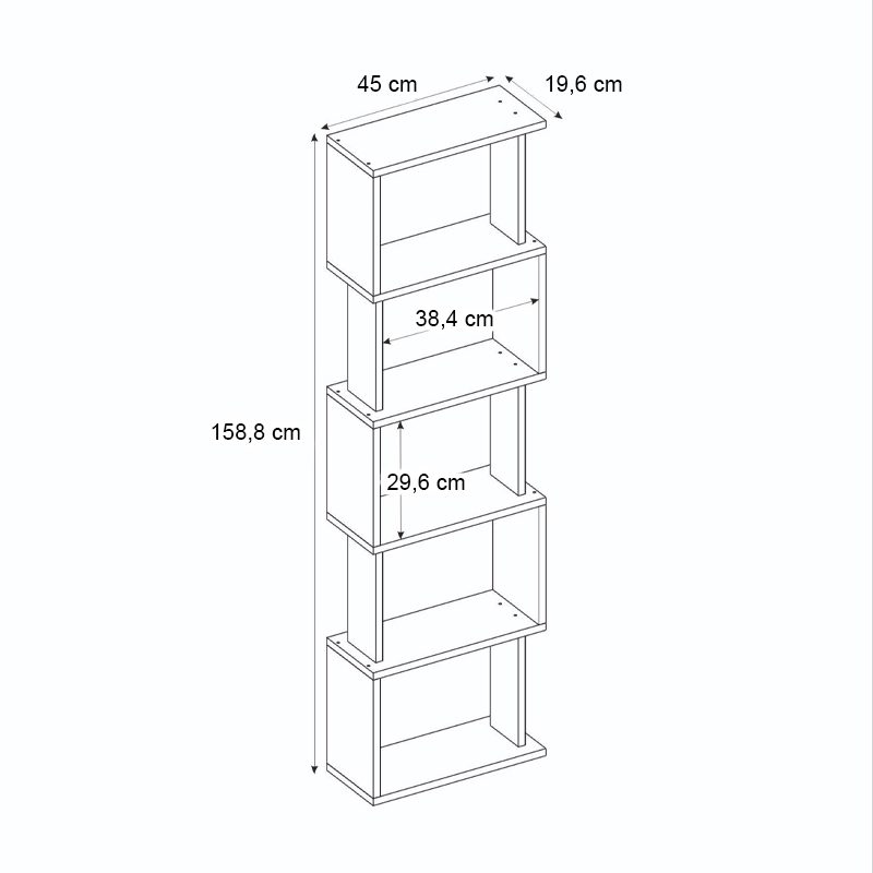 Βιβλιοθήκη Alvina Megapap χρώμα sapphire oak - λευκό 45x19,6x158,8εκ. Βιβλιοθήκη Alvina Megapap χρώμα sapphire oak - λευκό 45x19,6x158,8εκ.