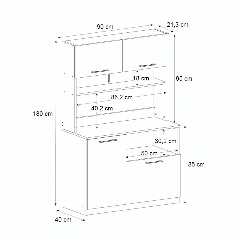 Έπιπλο κουζίνας Tuco 2 Megapap χρώμα λευκό 90x40x180εκ. Έπιπλο κουζίνας Tuco 2 Megapap χρώμα λευκό 90x40x180εκ.