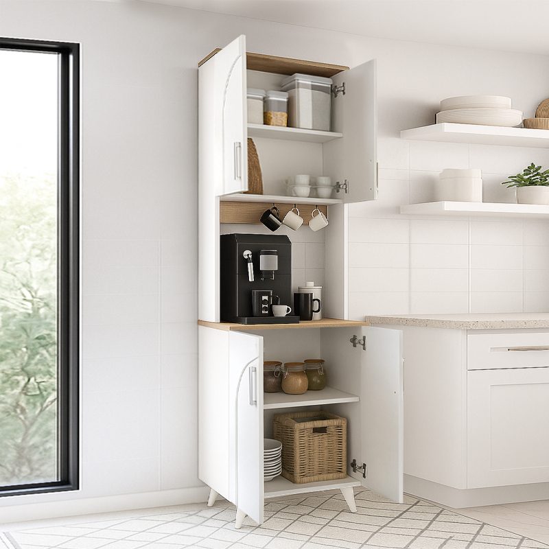 Έπιπλο κουζίνας Kalira 2 Megapap χρώμα λευκό - rota oak 60x40x196εκ. Έπιπλο κουζίνας Kalira 2 Megapap χρώμα λευκό - rota oak 60x40x196εκ.