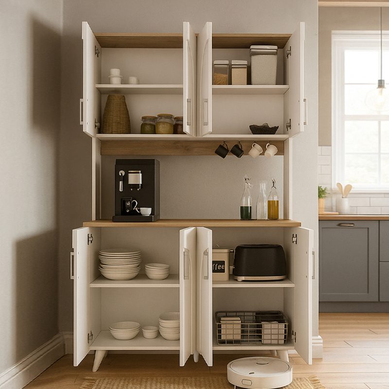Έπιπλο κουζίνας Kalira 4 Megapap χρώμα λευκό - rota oak 120x40x196εκ. Έπιπλο κουζίνας Kalira 4 Megapap χρώμα λευκό - rota oak 120x40x196εκ.