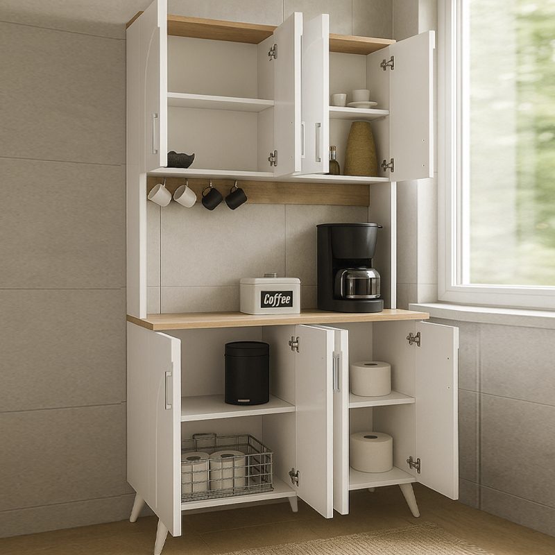 Έπιπλο κουζίνας Kalira 4 Megapap χρώμα λευκό - rota oak 120x40x196εκ. Έπιπλο κουζίνας Kalira 4 Megapap χρώμα λευκό - rota oak 120x40x196εκ.