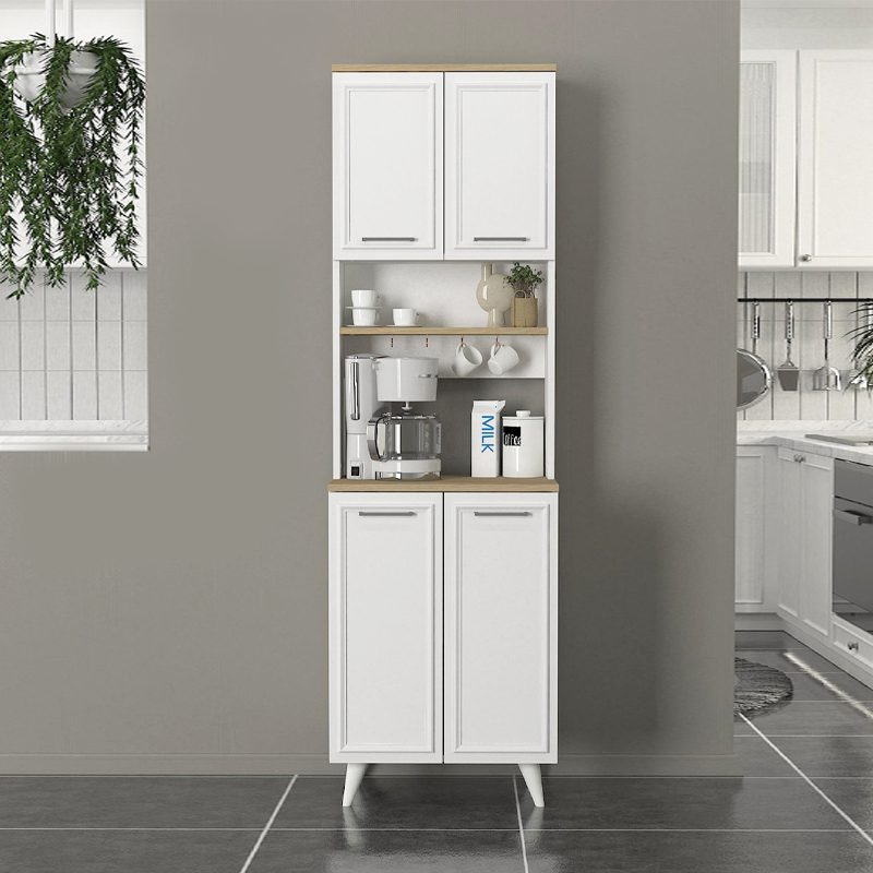 Έπιπλο κουζίνας Potter 2 Megapap χρώμα λευκό - rota oak 60x40x196,1εκ.