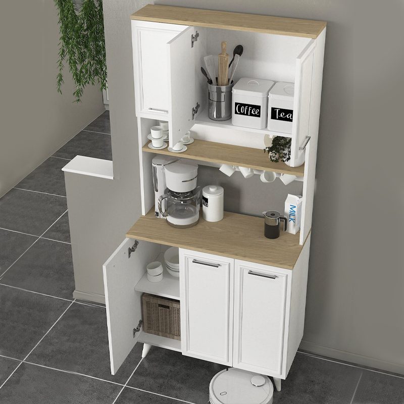Έπιπλο κουζίνας Potter 3 Megapap χρώμα λευκό - rota oak 90x40x196,1εκ. Έπιπλο κουζίνας Potter 3 Megapap χρώμα λευκό - rota oak 90x40x196,1εκ.