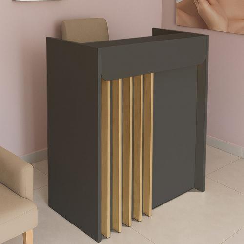 Γραφείο υποδοχής - reception Karibu Megapap με LED χρώμα ανθρακί - sepet oak 90x40x100εκ.