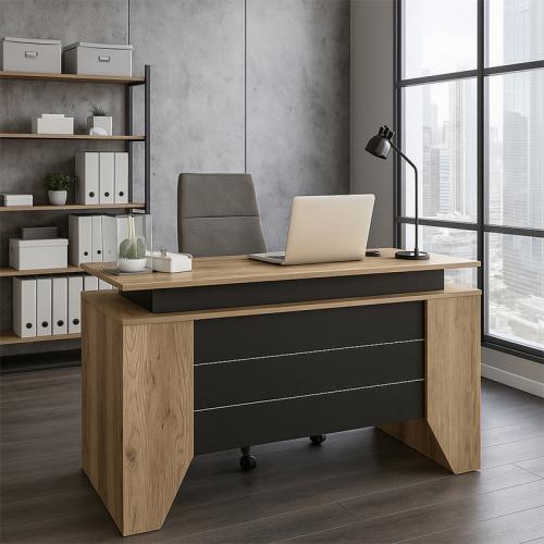 Γραφείο εργασίας Remida Megapap χρώμα sepet oak - ανθρακί 140x60x76,9εκ.
