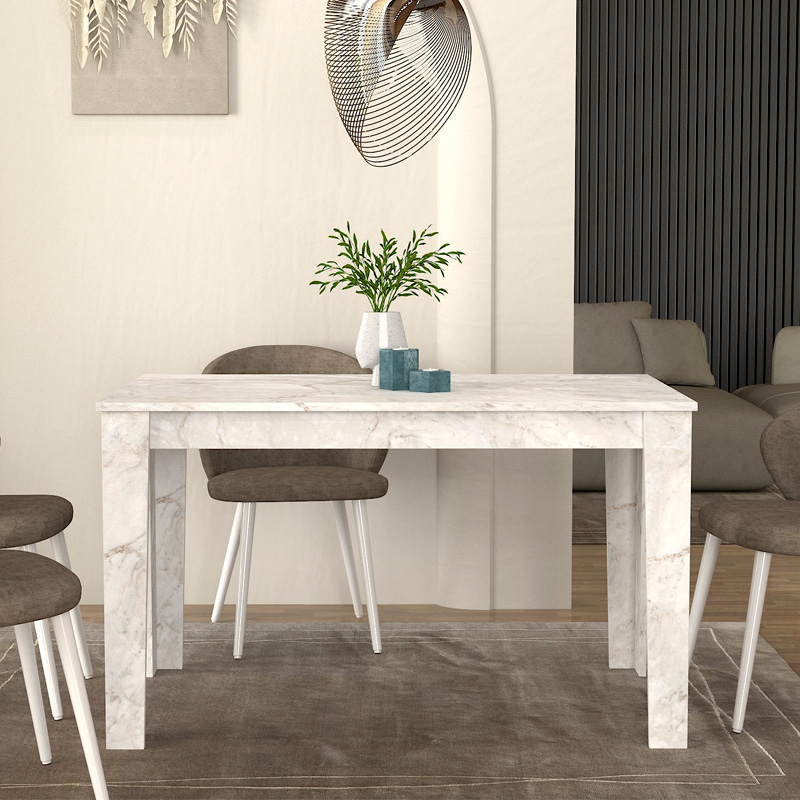 Τραπέζι Darlen Megapap χρώμα λευκό εφέ μαρμάρου 125x72x74εκ. Τραπέζι Darlen Megapap χρώμα λευκό εφέ μαρμάρου 125x72x74εκ.
