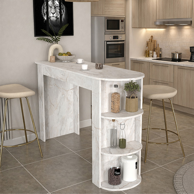 Τραπέζι μπαρ Vigne Megapap χρώμα λευκό εφέ μαρμάρου 150x51,6x101,8εκ. Τραπέζι μπαρ Vigne Megapap χρώμα λευκό εφέ μαρμάρου 150x51,6x101,8εκ.