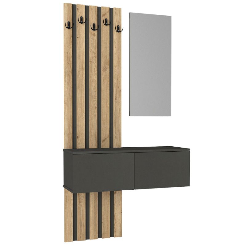 Έπιπλο εισόδου Kanso Megapap χρώμα ανθρακί - sepet oak 100x35x196,7εκ. Έπιπλο εισόδου Kanso Megapap χρώμα ανθρακί - sepet oak 100x35x196,7εκ.