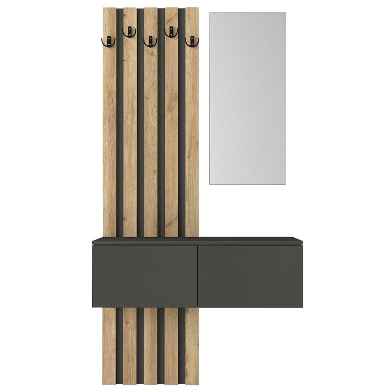 Έπιπλο εισόδου Kanso Megapap χρώμα ανθρακί - sepet oak 100x35x196,7εκ. Έπιπλο εισόδου Kanso Megapap χρώμα ανθρακί - sepet oak 100x35x196,7εκ.