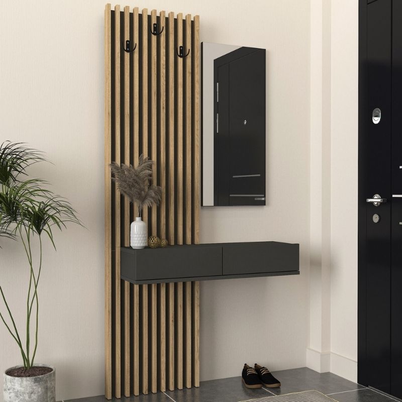 Έπιπλο εισόδου Elois Megapap χρώμα ανθρακί - sepet oak 96,6x26,8x195,5εκ. Έπιπλο εισόδου Elois Megapap χρώμα ανθρακί - sepet oak 96,6x26,8x195,5εκ.