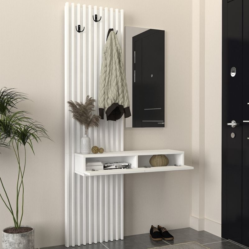 Έπιπλο εισόδου Elois Megapap χρώμα λευκό 96,6x26,8x195,5εκ. Έπιπλο εισόδου Elois Megapap χρώμα λευκό 96,6x26,8x195,5εκ.