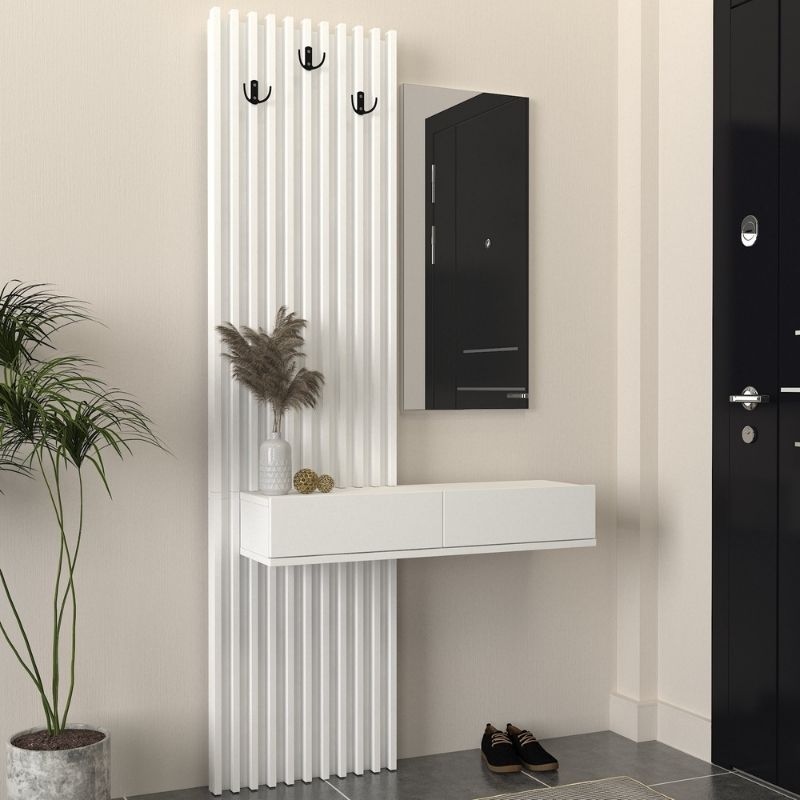 Έπιπλο εισόδου Elois Megapap χρώμα λευκό 96,6x26,8x195,5εκ. Έπιπλο εισόδου Elois Megapap χρώμα λευκό 96,6x26,8x195,5εκ.