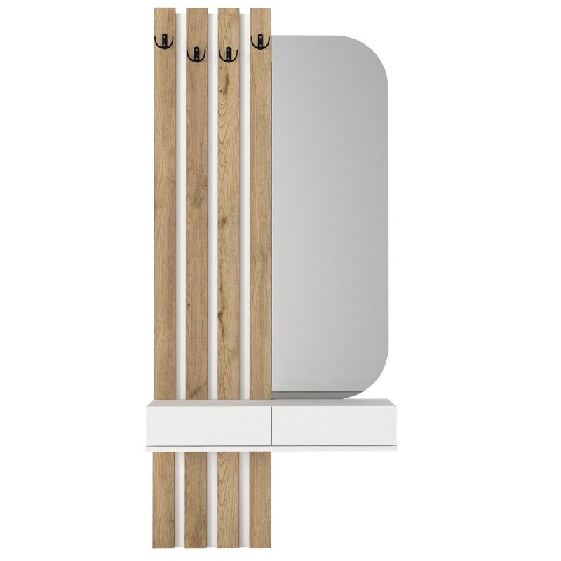 Έπιπλο εισόδου Reyas Megapap χρώμα λευκό - sepet oak 90x27x205,6εκ.