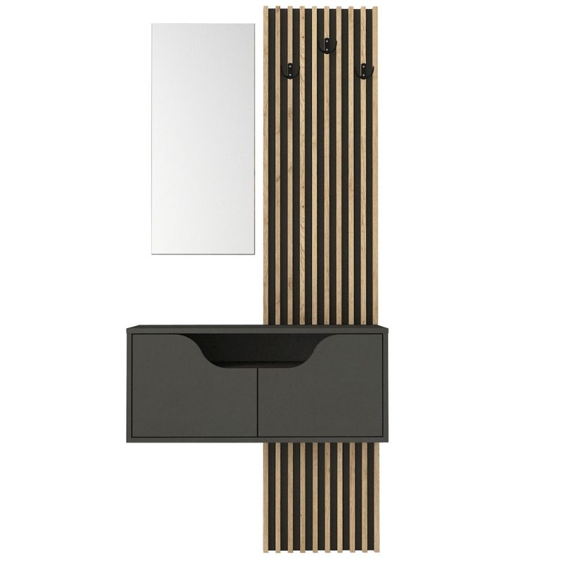 Έπιπλο εισόδου Naro Megapap χρώμα ανθρακί - sepet oak 90x35x204,2εκ. Έπιπλο εισόδου Naro Megapap χρώμα ανθρακί - sepet oak 90x35x204,2εκ.