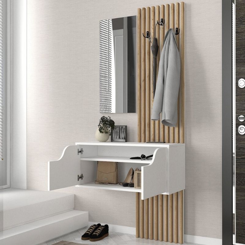 Έπιπλο εισόδου Naro Megapap χρώμα λευκό - sepet oak 90x35x204,2εκ. Έπιπλο εισόδου Naro Megapap χρώμα λευκό - sepet oak 90x35x204,2εκ.
