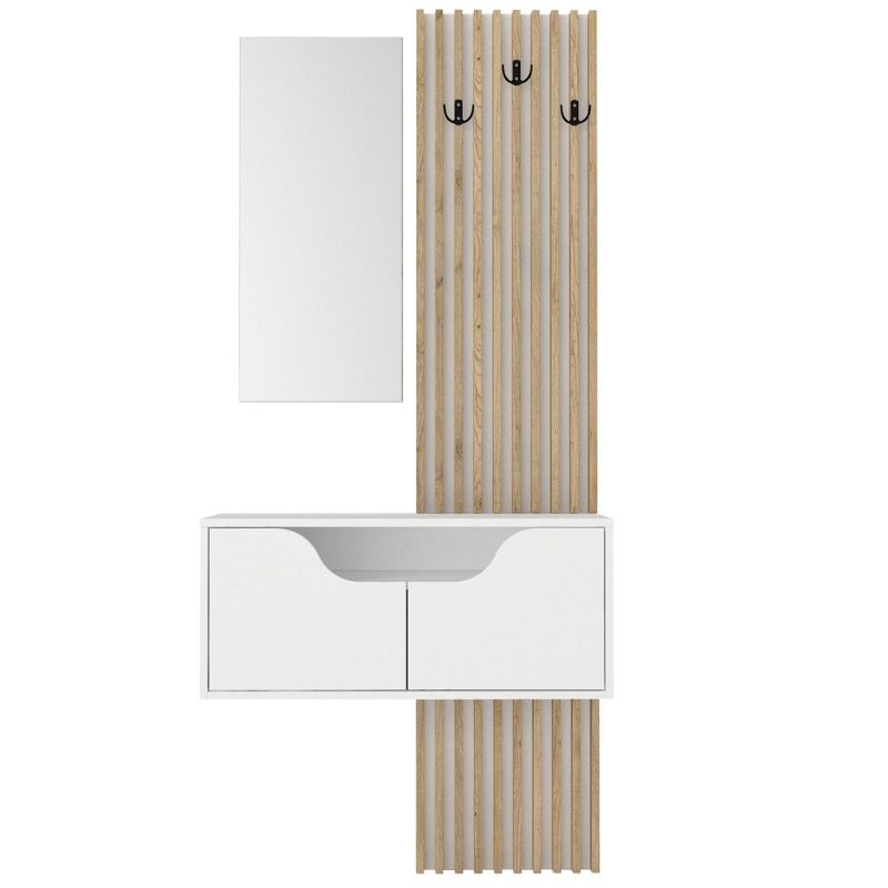 Έπιπλο εισόδου Naro Megapap χρώμα λευκό - sepet oak 90x35x204,2εκ. Έπιπλο εισόδου Naro Megapap χρώμα λευκό - sepet oak 90x35x204,2εκ.