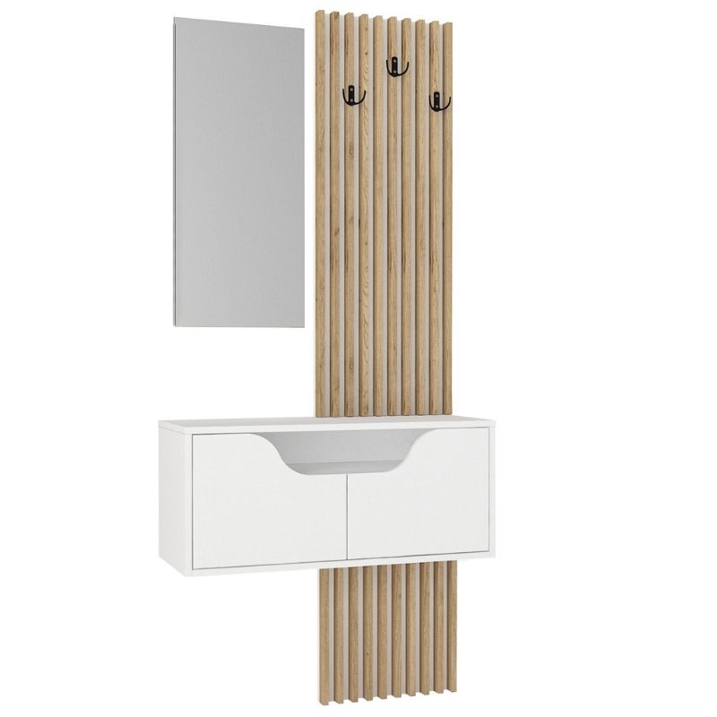 Έπιπλο εισόδου Naro Megapap χρώμα λευκό - sepet oak 90x35x204,2εκ. Έπιπλο εισόδου Naro Megapap χρώμα λευκό - sepet oak 90x35x204,2εκ.