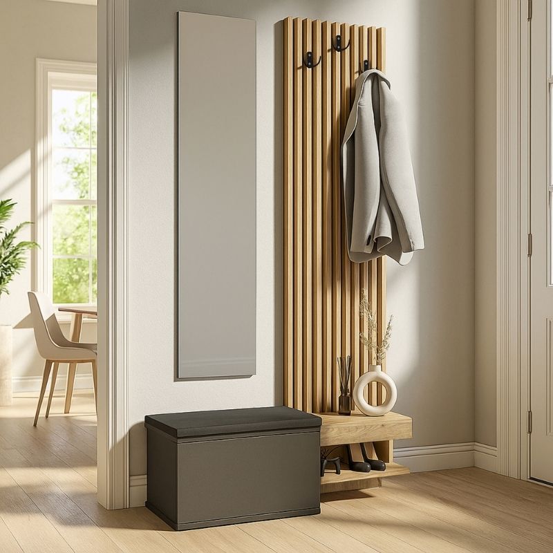 Έπιπλο εισόδου Dumont Megapap χρώμα ανθρακί - sepet oak 104,8x35x198εκ. Έπιπλο εισόδου Dumont Megapap χρώμα ανθρακί - sepet oak 104,8x35x198εκ.