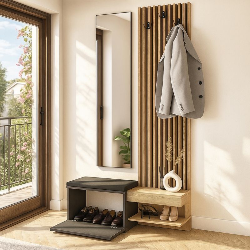 Έπιπλο εισόδου Dumont Megapap χρώμα ανθρακί - sepet oak 104,8x35x198εκ. Έπιπλο εισόδου Dumont Megapap χρώμα ανθρακί - sepet oak 104,8x35x198εκ.