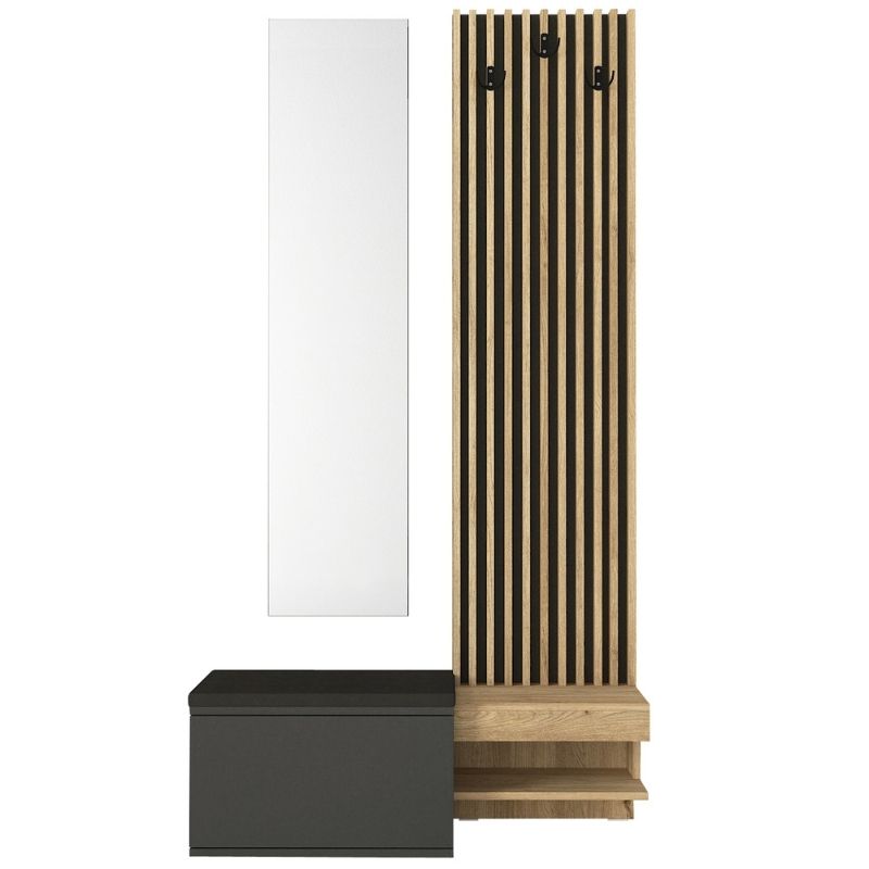 Έπιπλο εισόδου Dumont Megapap χρώμα ανθρακί - sepet oak 104,8x35x198εκ. Έπιπλο εισόδου Dumont Megapap χρώμα ανθρακί - sepet oak 104,8x35x198εκ.