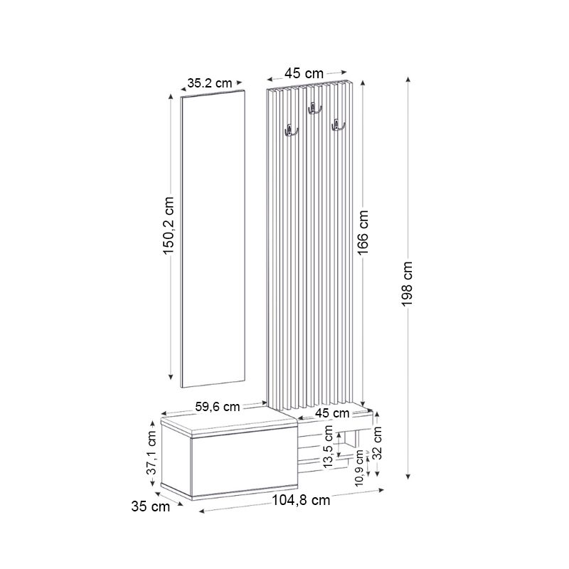 Έπιπλο εισόδου Dumont Megapap χρώμα ανθρακί - sepet oak 104,8x35x198εκ. Έπιπλο εισόδου Dumont Megapap χρώμα ανθρακί - sepet oak 104,8x35x198εκ.