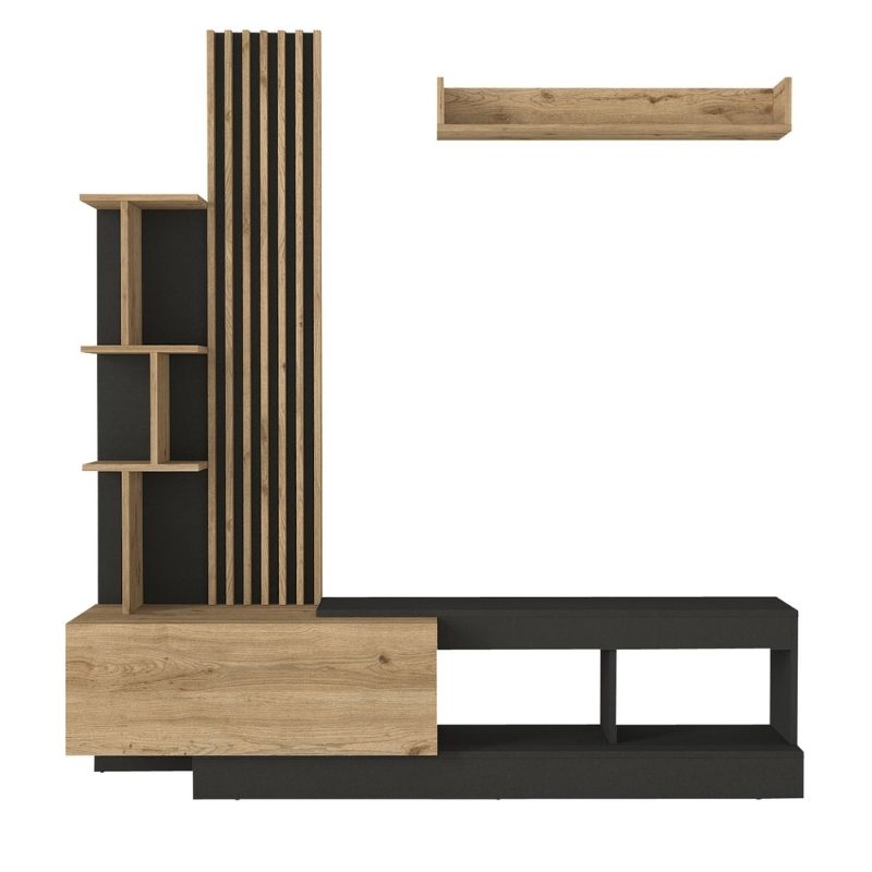 Σύνθεση τηλεόρασης Vermont Megapap χρώμα ανθρακί - sepet oak 180x40x193,8εκ. Σύνθεση τηλεόρασης Vermont Megapap χρώμα ανθρακί - sepet oak 180x40x193,8εκ.