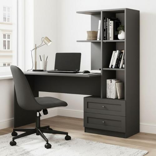 Γραφείο εργασίας Mantra Megapap χρώμα ανθρακί 150x60x152εκ.