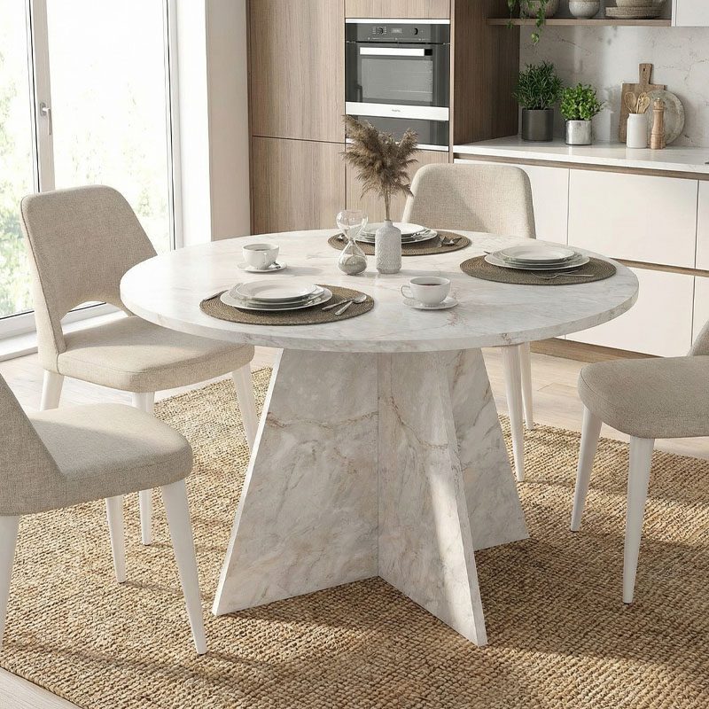 Τραπέζι Tailor Megapap χρώμα λευκό εφέ μαρμάρου Ø120x75,7εκ. Τραπέζι Tailor Megapap χρώμα λευκό εφέ μαρμάρου Ø120x75,7εκ.