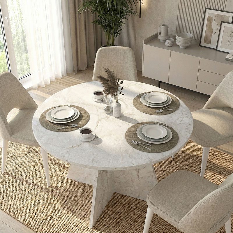 Τραπέζι Tailor Megapap χρώμα λευκό εφέ μαρμάρου Ø120x75,7εκ. Τραπέζι Tailor Megapap χρώμα λευκό εφέ μαρμάρου Ø120x75,7εκ.