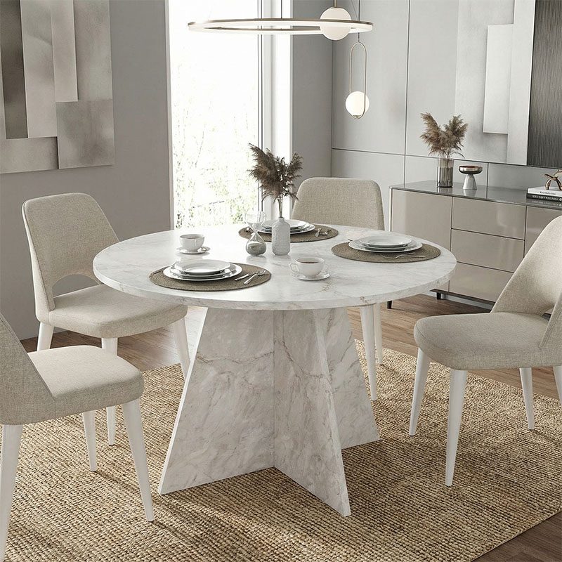 Τραπέζι Tailor Megapap χρώμα λευκό εφέ μαρμάρου Ø120x75,7εκ. Τραπέζι Tailor Megapap χρώμα λευκό εφέ μαρμάρου Ø120x75,7εκ.