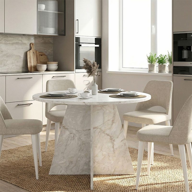 Τραπέζι Tailor Megapap χρώμα λευκό εφέ μαρμάρου Ø120x75,7εκ. Τραπέζι Tailor Megapap χρώμα λευκό εφέ μαρμάρου Ø120x75,7εκ.