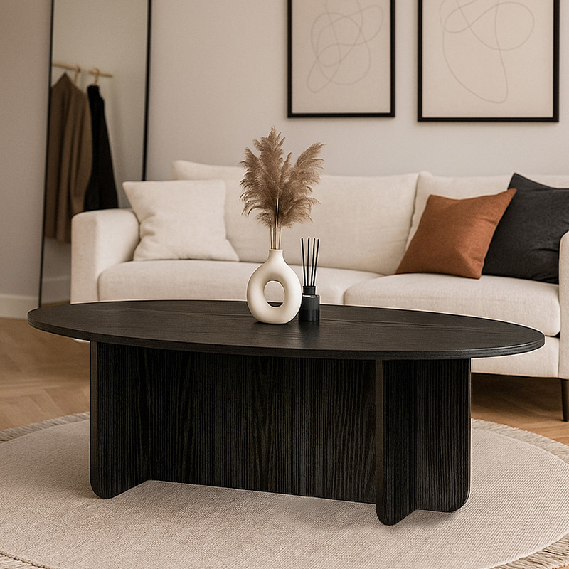 Τραπεζάκι σαλονιού Ravey Megapap χρώμα sencron black 120x60x39,6εκ.