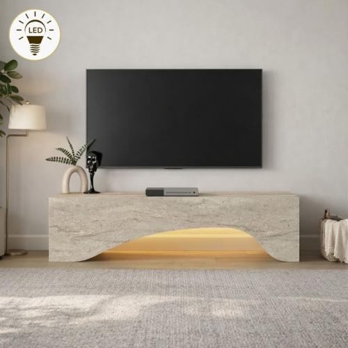 Έπιπλο τηλεόρασης Mara Megapap με LED χρώμα travertine 150x31,4x40εκ.
