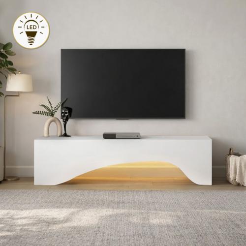 Έπιπλο τηλεόρασης Mara Megapap με LED χρώμα λευκό 150x31,4x40εκ.