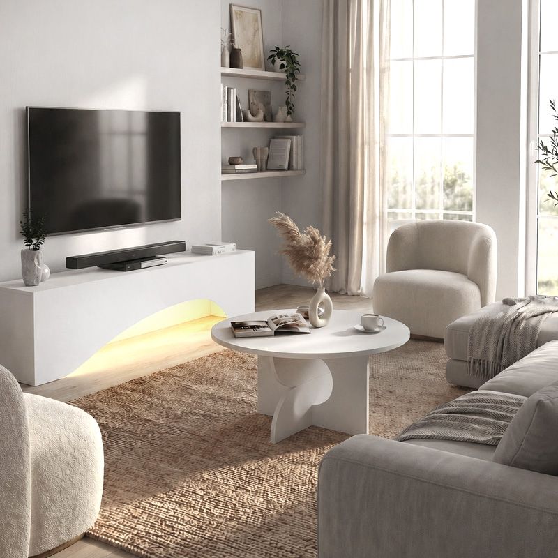 Τραπεζάκι σαλονιού Mara Megapap χρώμα λευκό Ø75x36,8εκ. Τραπεζάκι σαλονιού Mara Megapap χρώμα λευκό Ø75x36,8εκ.