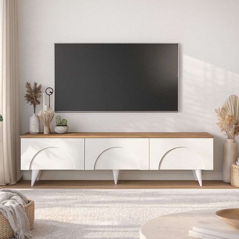 Έπιπλο τηλεόρασης Bono Megapap χρώμα λευκό - sepet oak 150x32,3x42,1εκ. Έπιπλο τηλεόρασης Bono Megapap χρώμα λευκό - sepet oak 150x32,3x42,1εκ.
