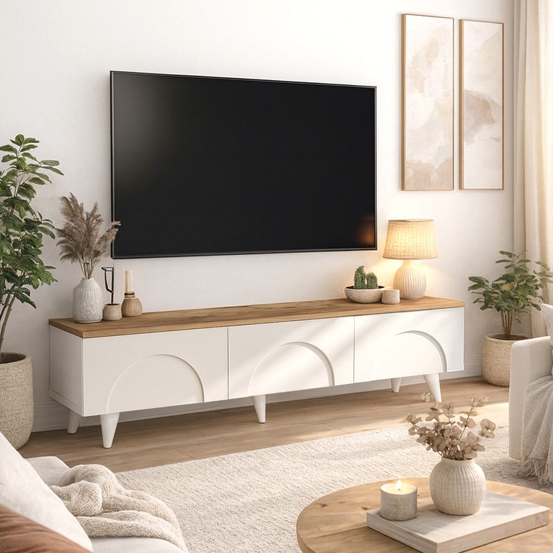 Έπιπλο τηλεόρασης Bono Megapap χρώμα λευκό - sepet oak 150x32,3x42,1εκ. Έπιπλο τηλεόρασης Bono Megapap χρώμα λευκό - sepet oak 150x32,3x42,1εκ.