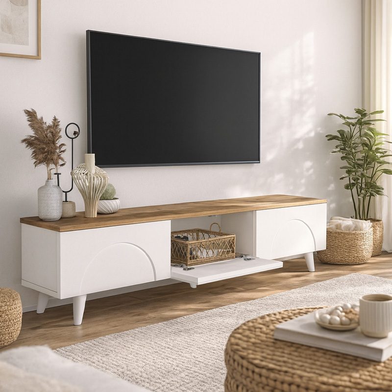 Έπιπλο τηλεόρασης Bono Megapap χρώμα λευκό - sepet oak 150x32,3x42,1εκ. Έπιπλο τηλεόρασης Bono Megapap χρώμα λευκό - sepet oak 150x32,3x42,1εκ.