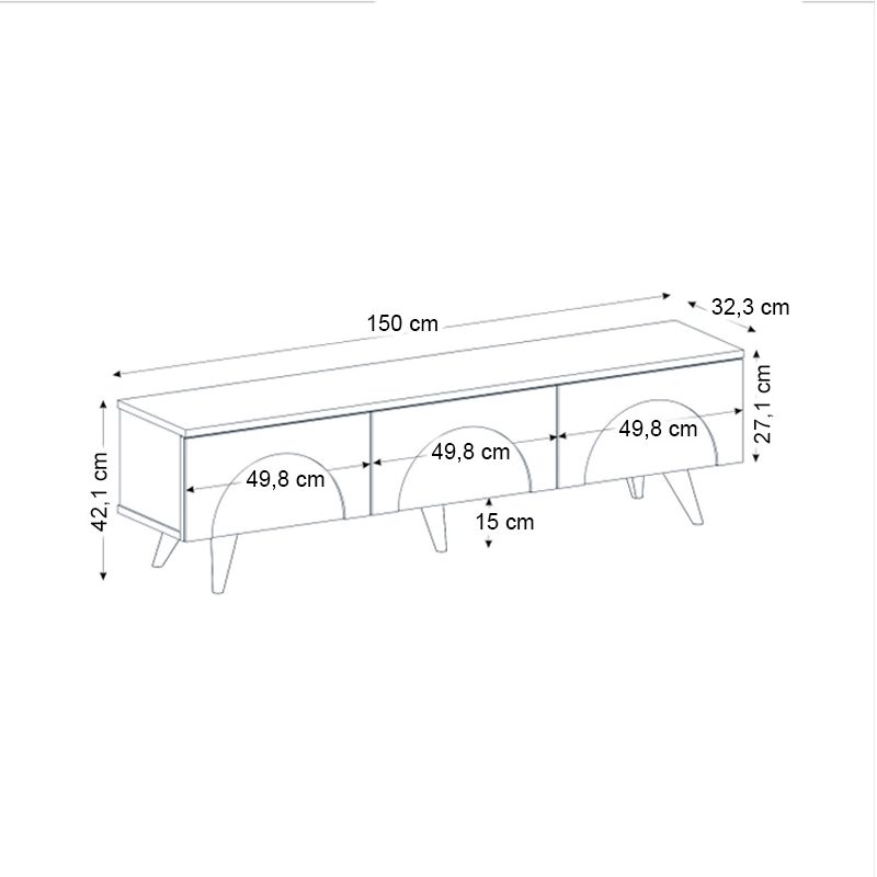 Έπιπλο τηλεόρασης Bono Megapap χρώμα λευκό - sepet oak 150x32,3x42,1εκ. Έπιπλο τηλεόρασης Bono Megapap χρώμα λευκό - sepet oak 150x32,3x42,1εκ.