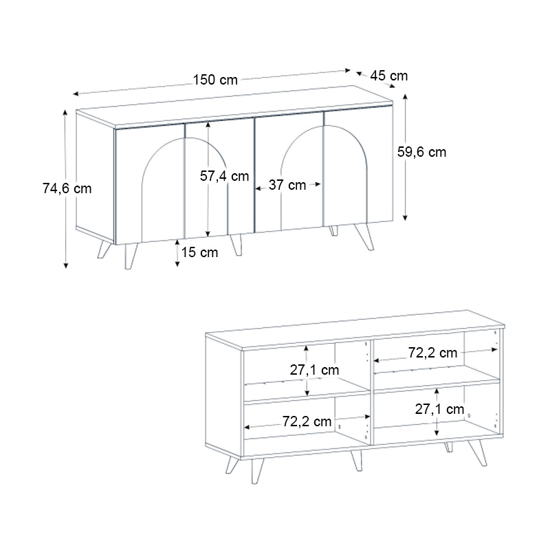 Μπουφές Bono Megapap χρώμα λευκό - sepet oak 150x45x74,6εκ. Μπουφές Bono Megapap χρώμα λευκό - sepet oak 150x45x74,6εκ.