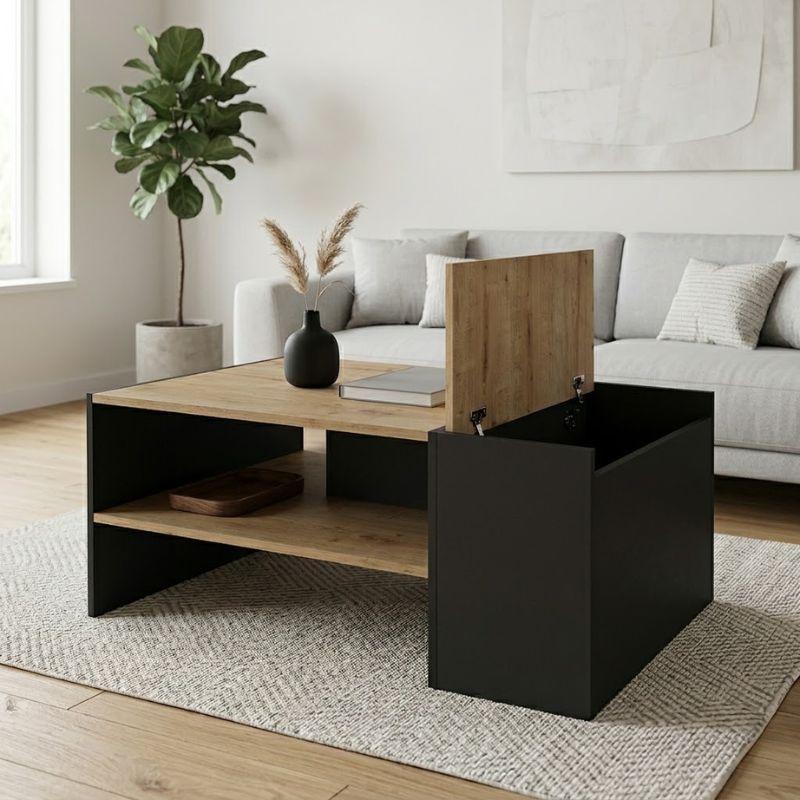 Τραπεζάκι σαλονιού Izia Megapap χρώμα sapphire oak - ανθρακί 110x60x45εκ. Τραπεζάκι σαλονιού Izia Megapap χρώμα sapphire oak - ανθρακί 110x60x45εκ.