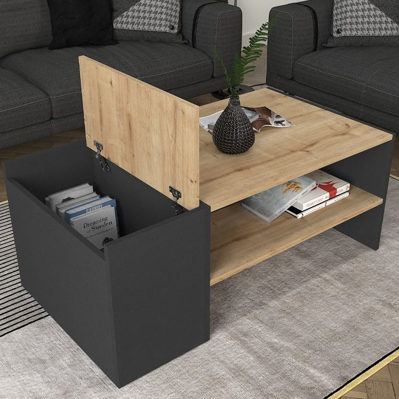 Τραπεζάκι σαλονιού Izia Megapap χρώμα sapphire oak - ανθρακί 110x60x45εκ. Τραπεζάκι σαλονιού Izia Megapap χρώμα sapphire oak - ανθρακί 110x60x45εκ.