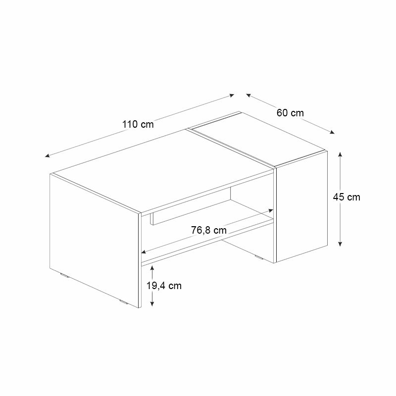 Τραπεζάκι σαλονιού Izia Megapap χρώμα sapphire oak - ανθρακί 110x60x45εκ. Τραπεζάκι σαλονιού Izia Megapap χρώμα sapphire oak - ανθρακί 110x60x45εκ.