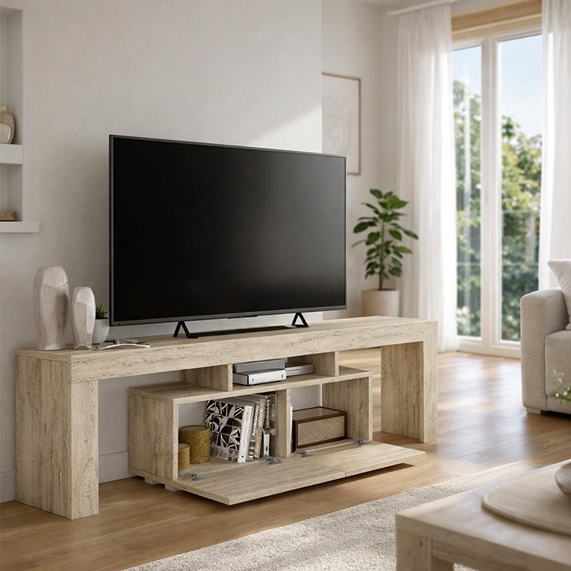 Έπιπλο τηλεόρασης Woodra Megapap χρώμα travertine 180x31,3x50,2εκ. Έπιπλο τηλεόρασης Woodra Megapap χρώμα travertine 180x31,3x50,2εκ.