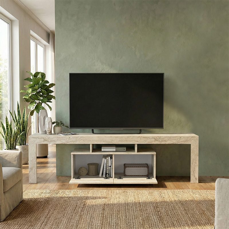 Έπιπλο τηλεόρασης Woodra Megapap χρώμα travertine 180x31,3x50,2εκ. Έπιπλο τηλεόρασης Woodra Megapap χρώμα travertine 180x31,3x50,2εκ.