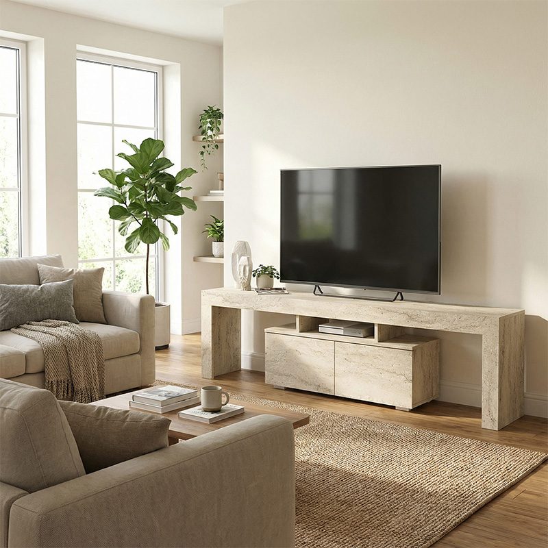 Έπιπλο τηλεόρασης Woodra Megapap χρώμα travertine 180x31,3x50,2εκ. Έπιπλο τηλεόρασης Woodra Megapap χρώμα travertine 180x31,3x50,2εκ.