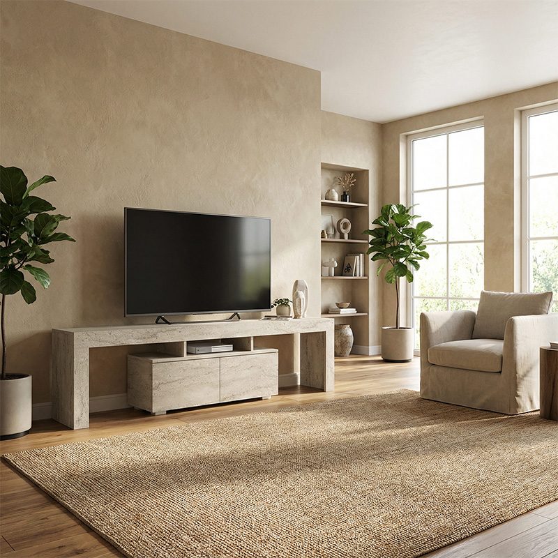 Έπιπλο τηλεόρασης Woodra Megapap χρώμα travertine 180x31,3x50,2εκ. Έπιπλο τηλεόρασης Woodra Megapap χρώμα travertine 180x31,3x50,2εκ.
