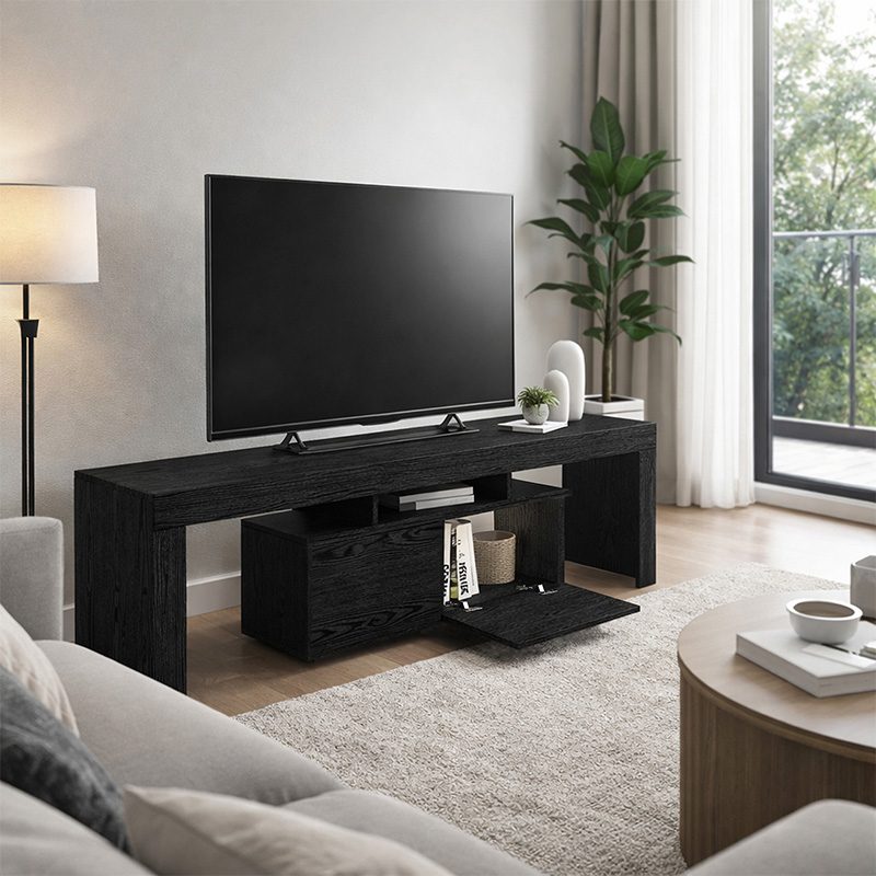 Έπιπλο τηλεόρασης Woodra Megapap χρώμα sencron black 180x31,3x50,2εκ. Έπιπλο τηλεόρασης Woodra Megapap χρώμα sencron black 180x31,3x50,2εκ.