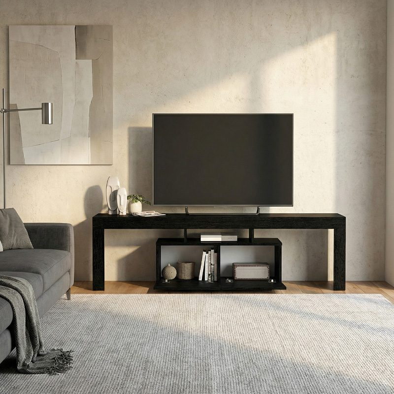 Έπιπλο τηλεόρασης Woodra Megapap χρώμα sencron black 180x31,3x50,2εκ. Έπιπλο τηλεόρασης Woodra Megapap χρώμα sencron black 180x31,3x50,2εκ.
