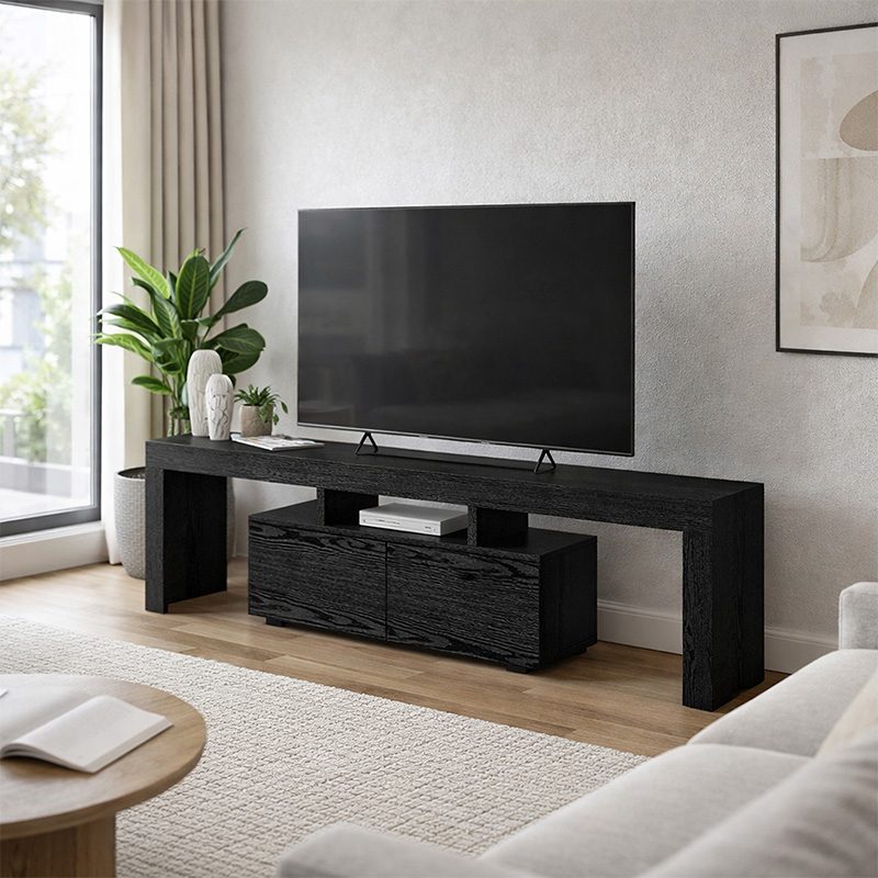Έπιπλο τηλεόρασης Woodra Megapap χρώμα sencron black 180x31,3x50,2εκ. Έπιπλο τηλεόρασης Woodra Megapap χρώμα sencron black 180x31,3x50,2εκ.